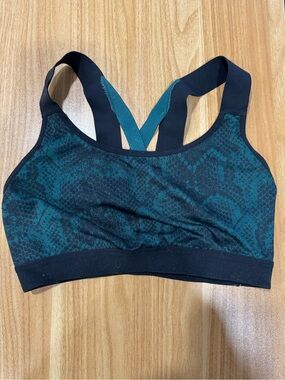 Target Women's Teal and Black Snake-Print Sports Bra